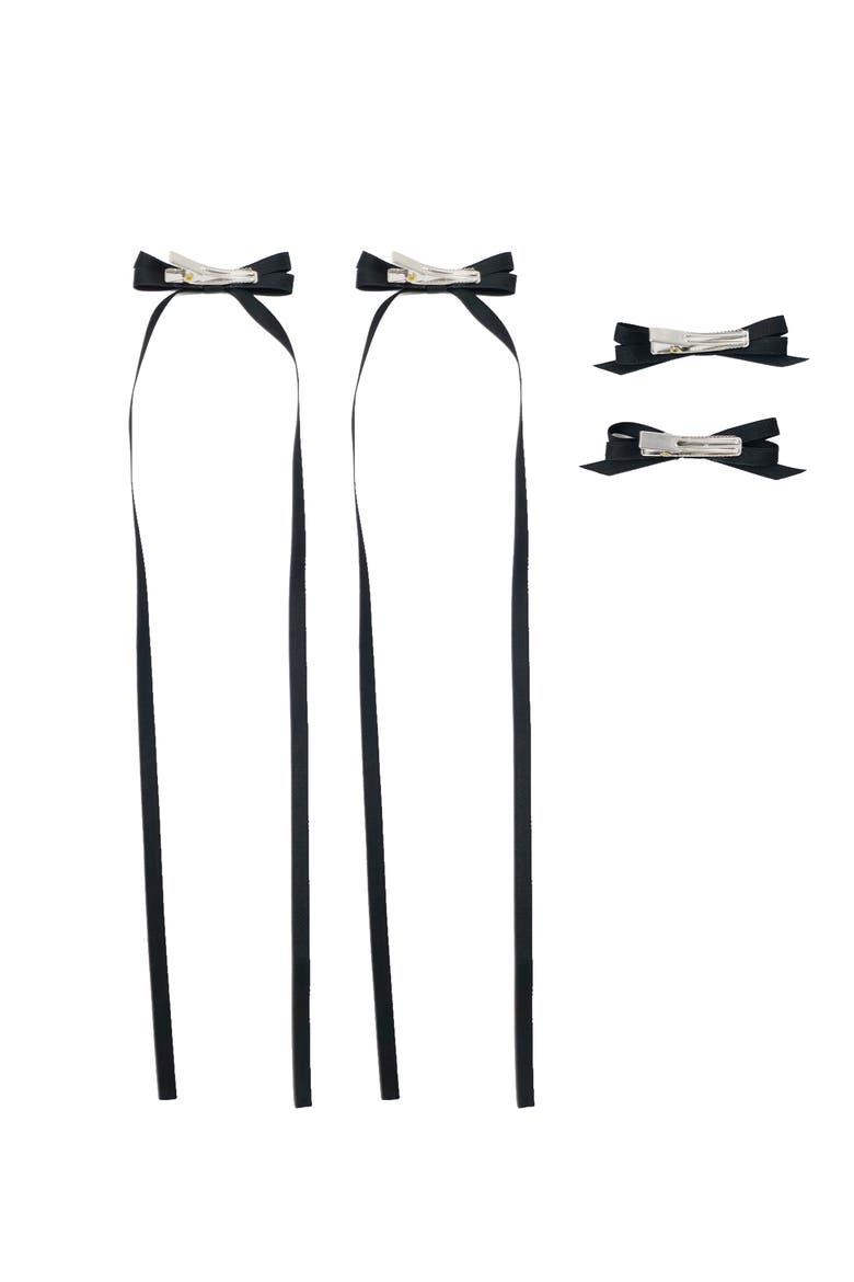 Ribbon Bow Clip Set, Alternate, color, Black