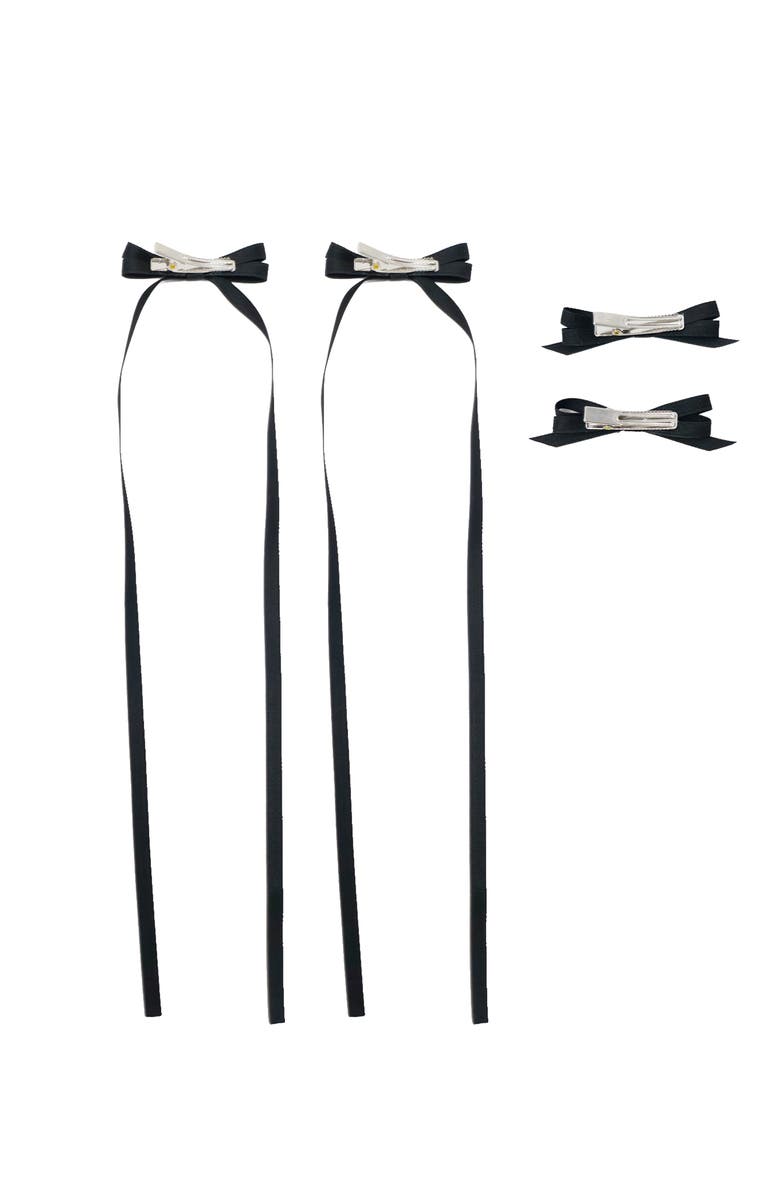 Puttisu Ribbon Bow Clip Set, Alternate, color, Black