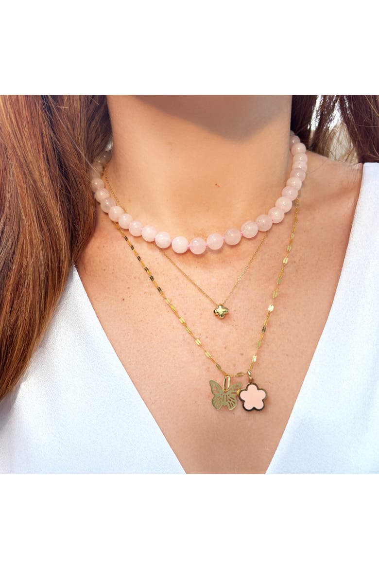 Rose Quartz Knotted Bead Necklace, Alternate, color, Rose Quartz