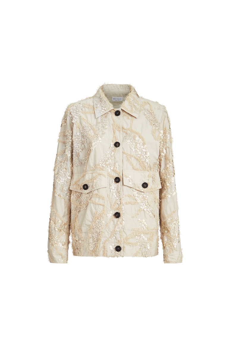 Dazzling seabed embroidery outerwear, Alternate, color, Beige