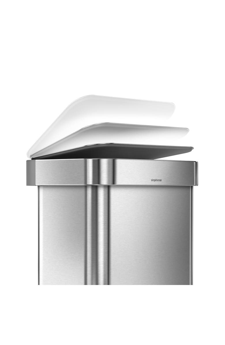 simplehuman 45L rectangular step can with liner pocket, Alternate, color, Brushed