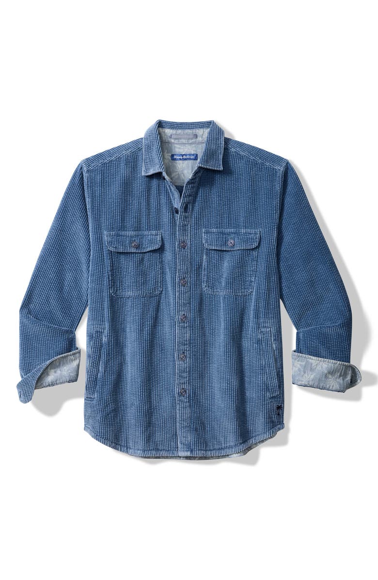 Tommy Bahama Indigo Valley Cotton Corduroy Button-Up Shirt Jacket, Main, color, Indigo