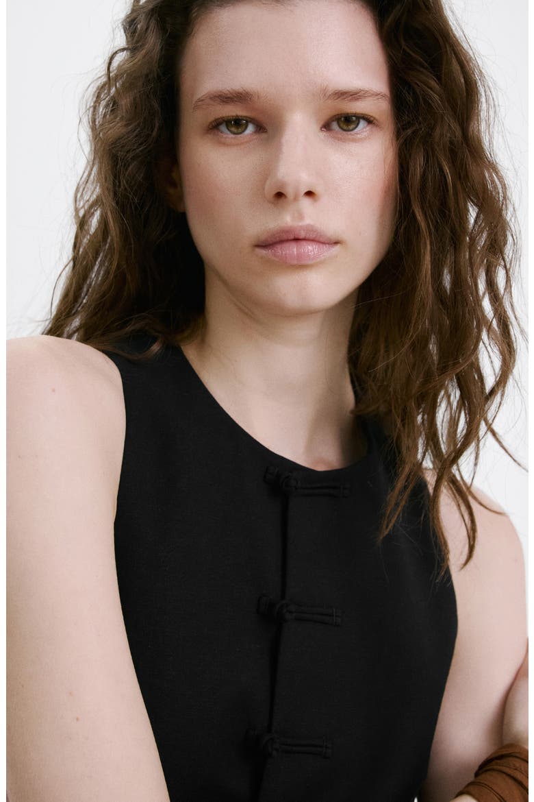 Toggle Closure Vest, Alternate, color, BLACK