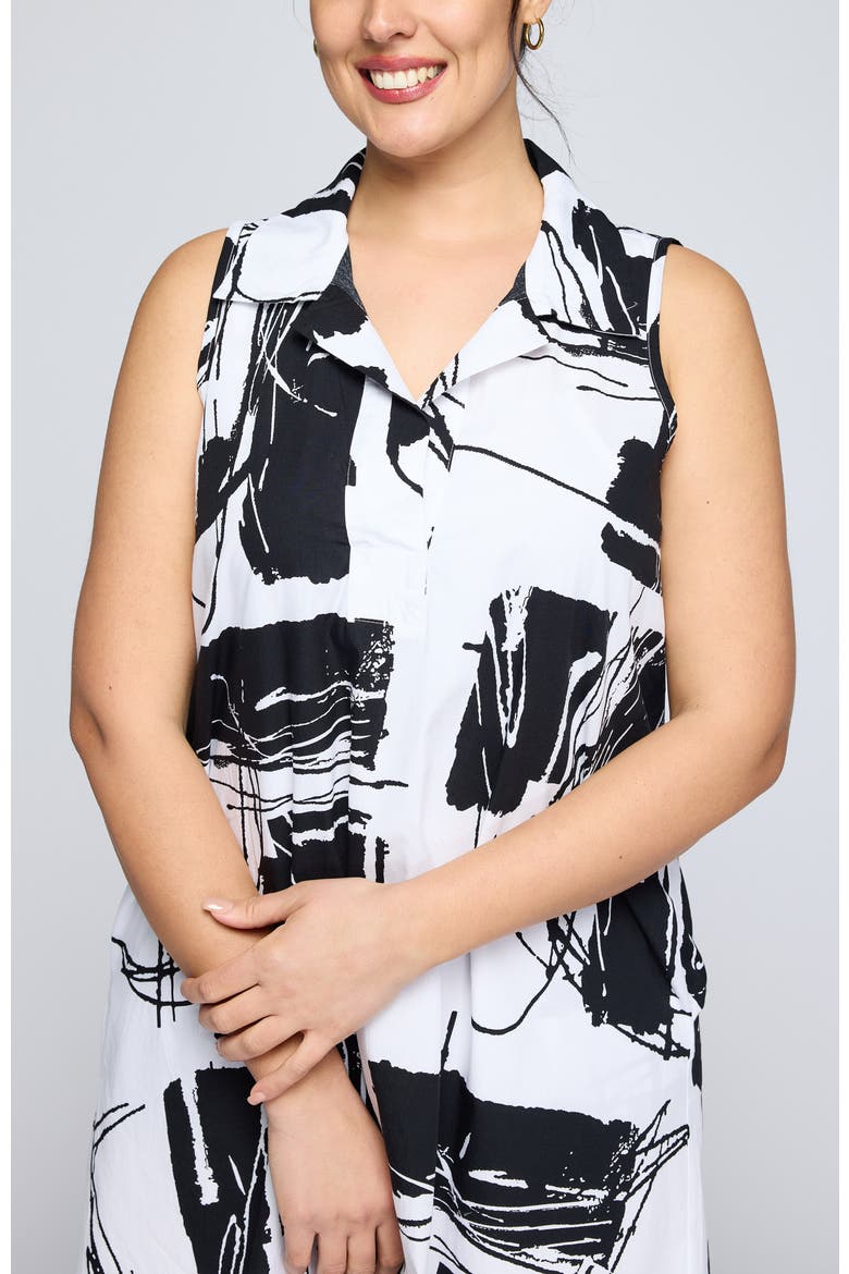 Evadne Printed Poplin Dress with Cotton Lining, Alternate, color, White