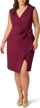 Adrianna Papell Sleeveless Bow Crepe Sheath Dress