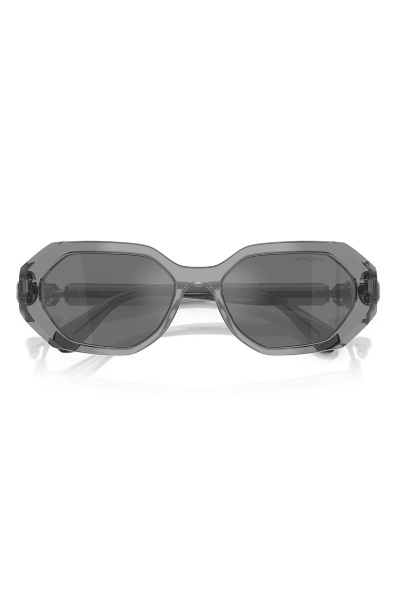 Swarovski 54mm Irregular Sunglasses, Alternate, color, Grey Mirror