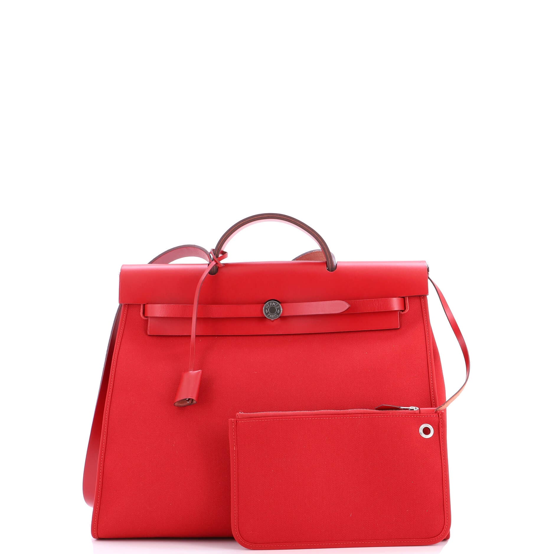 Pre-Owned Hermes Herbag Zip Leather and Toile 39, Alternate, color, 