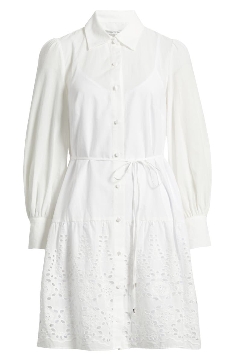 Julia Jordan Long Sleeve Cotton Eyelet Shirtdress, Alternate, color, 