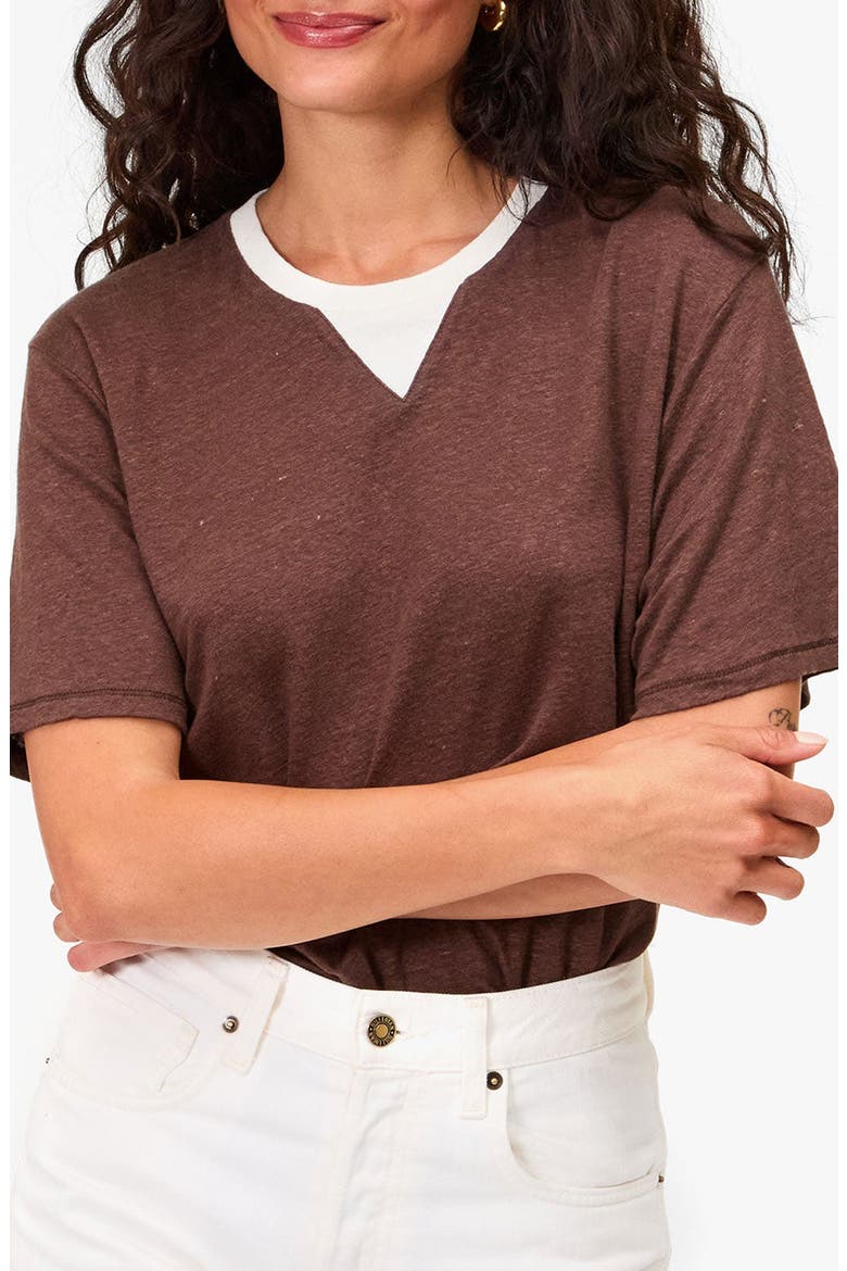 Original Linen V-Stitch T-Shirt, Main, color, MOCHA