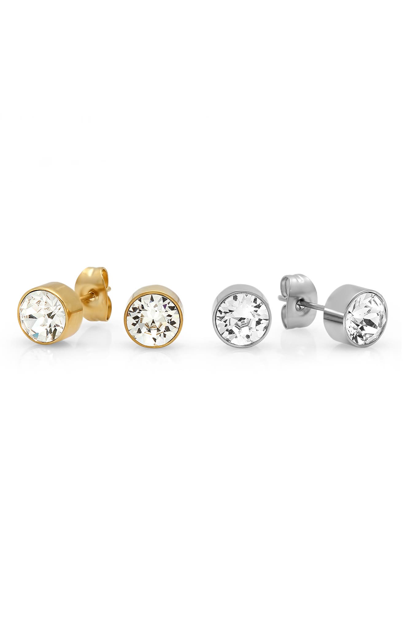 Crystal Bezel Stud Earrings