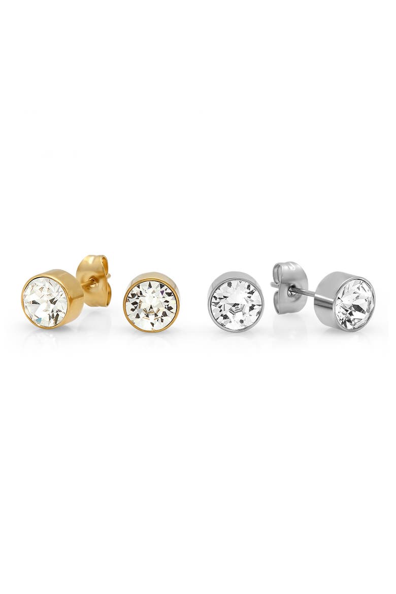 Crystal Bezel Stud Earrings, Main, color, TWO TONE