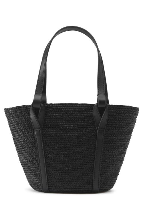 Helen Kaminski Mini Bisou Raffia Basket Tote In Charcoal/black
