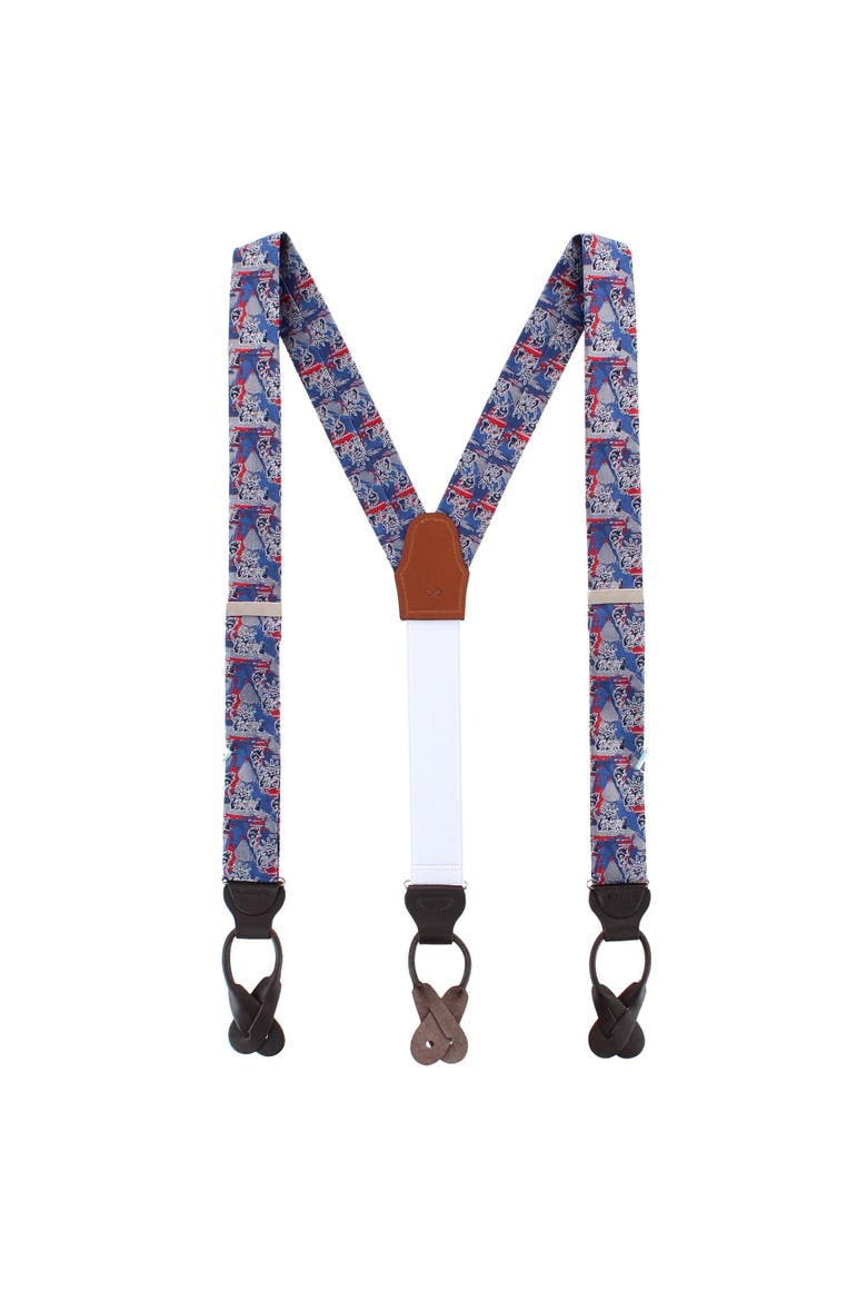 Freedom's Torch Patriotic Silk Novelty Button End Suspenders, Alternate, color, Multiple