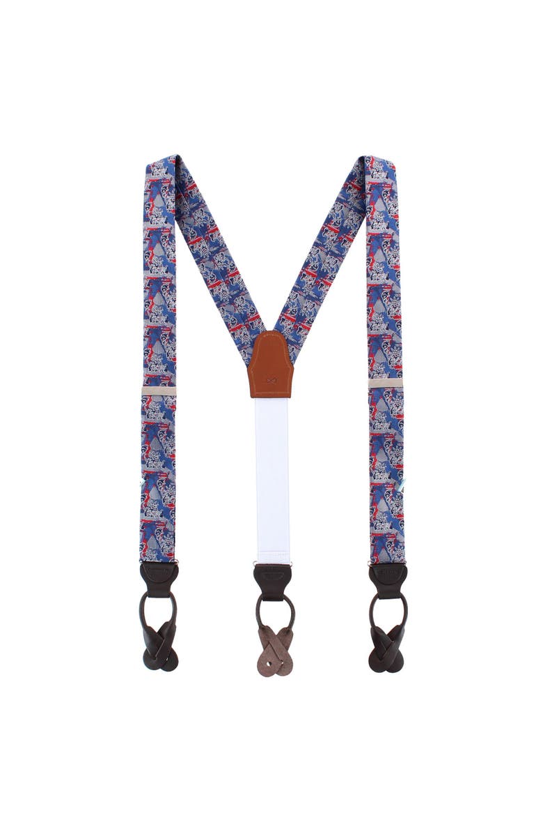 Trafalgar Freedom's Torch Patriotic Silk Novelty Button End Suspenders, Alternate, color, Multiple