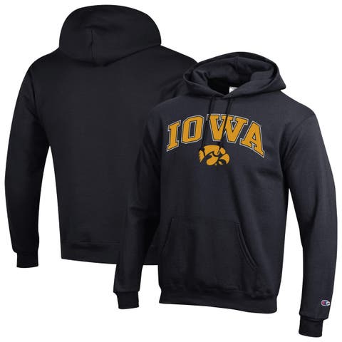 Men's Champion  Black Iowa Hawkeyes Arch Over Logo Pullover Hoodie