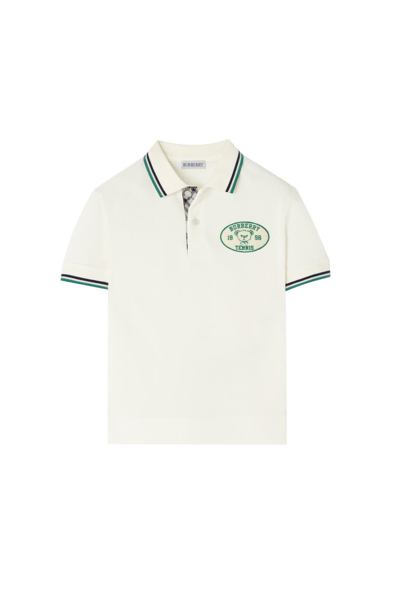 Tennis Bear Cotton Polo Shirt, Main, color, White