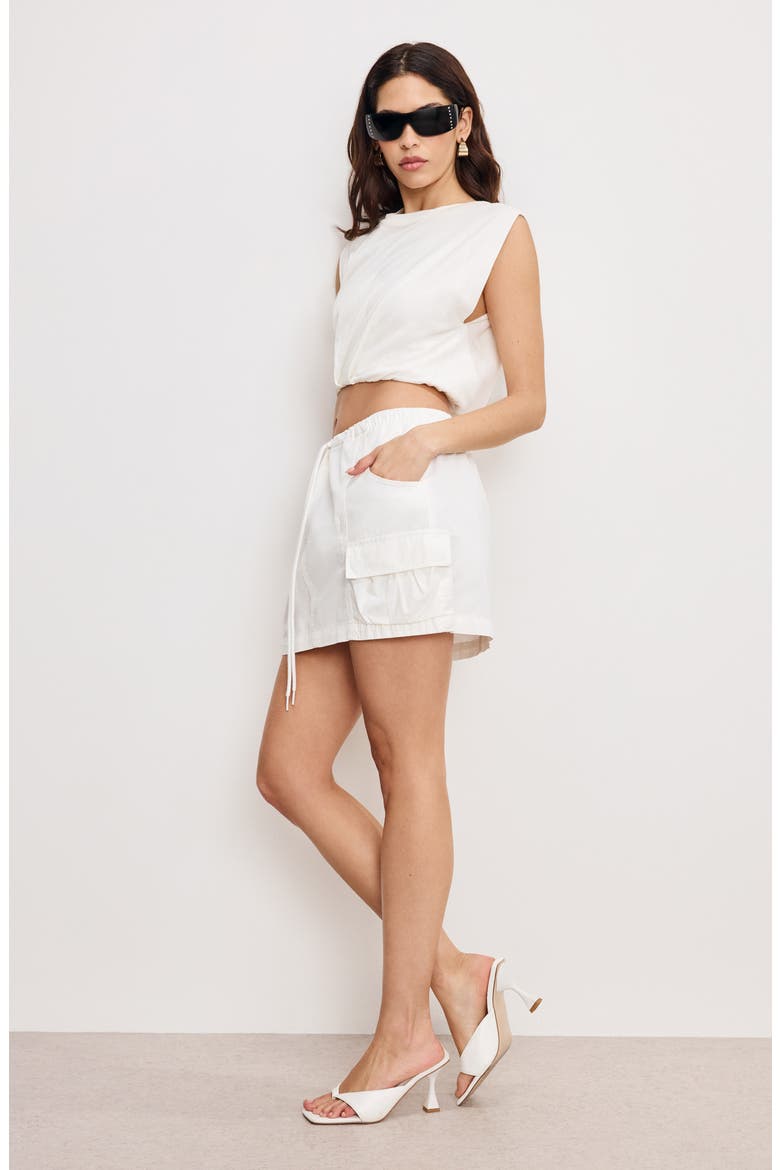 Twill Parachute Miniskirt, Alternate, color, CLOUD WHITE001