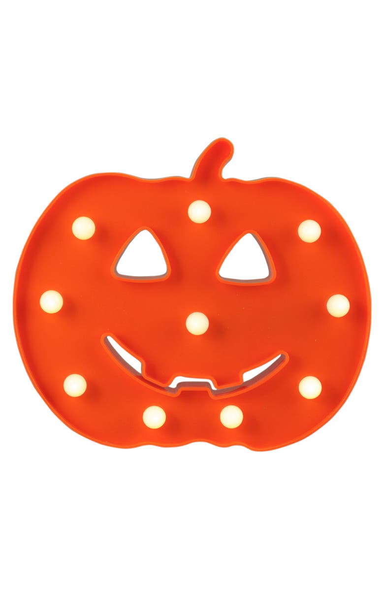 Northlight LED Lighted Jack-O-Lantern Halloween Marquee Sign - 7.5" - White Lights, Main, color, Orange