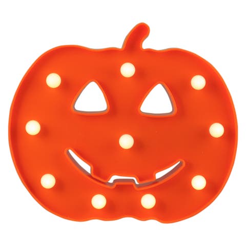 LED Lighted Jack-O-Lantern Halloween Marquee Sign - 7.5" - White Lights