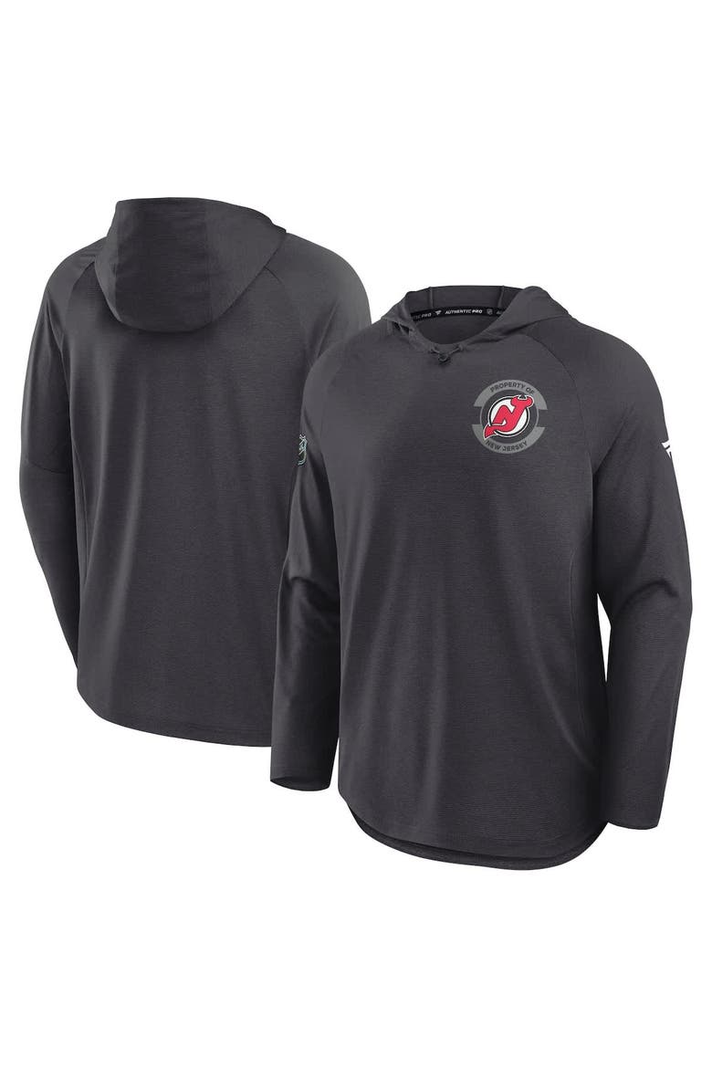 Men's Fanatics Charcoal New Jersey Devils Authentic Pro Rink Raglan Hoodie, Alternate, color, Charcoal