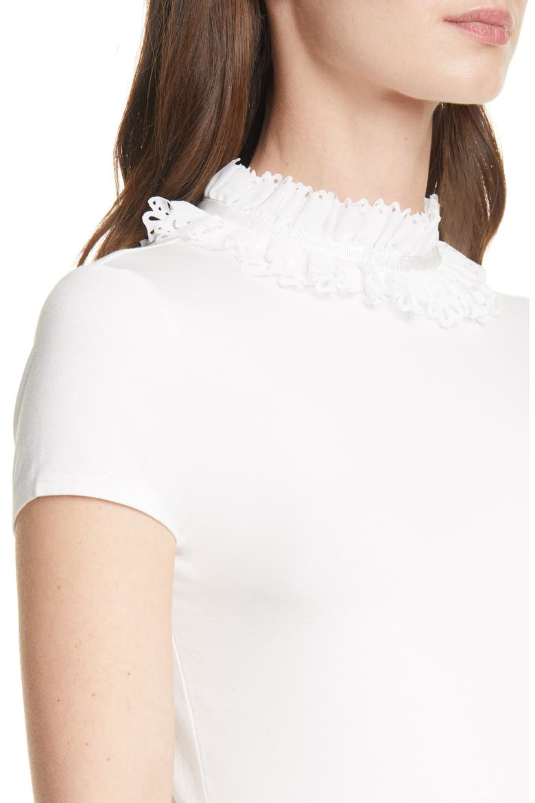 Ruffle Neck Knit Top, Alternate, color, IVORY
