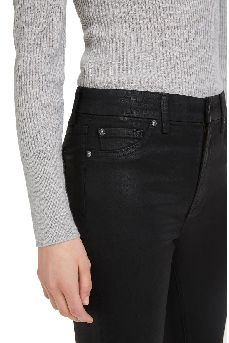 Coated High Waist Ankle Skinny Jeans, Alternate, color, COATED BLACK