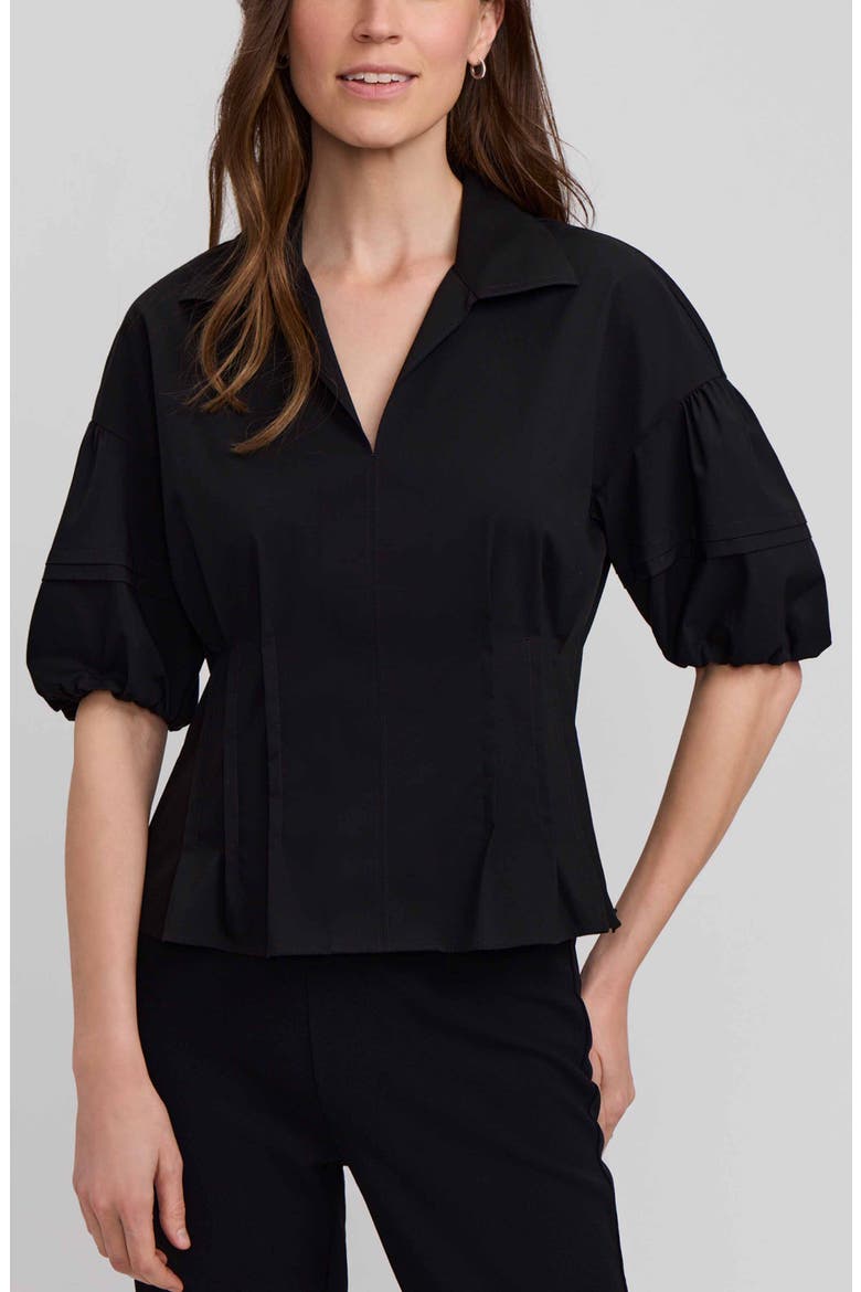 Lucia Puff Sleeve Popover Shirt, Main, color, BLACK