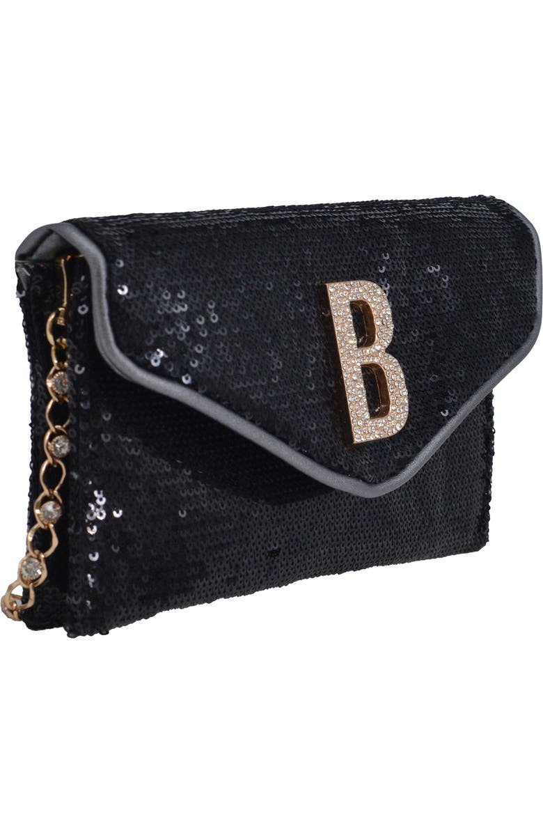 bebe Miro Sequin Clutch, Alternate, color, Black