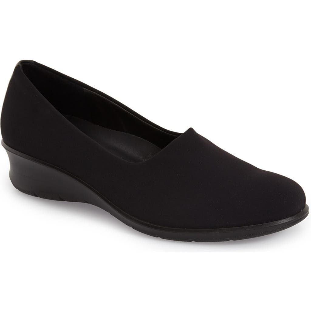 ECCO 'Felicia - Stretch' Wedge Loafer in Black Leather  product