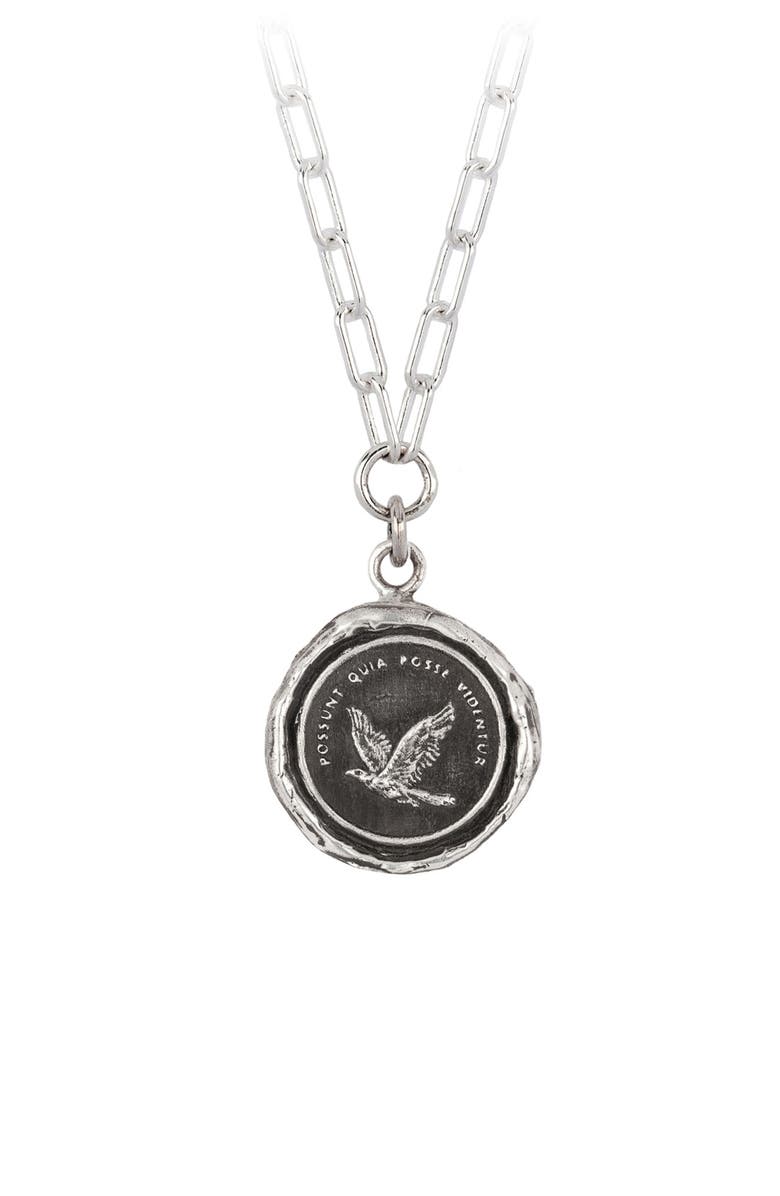 Pyrrha Believe You Can Talisman Pendant Sterling Silver Necklace, Main, color, 