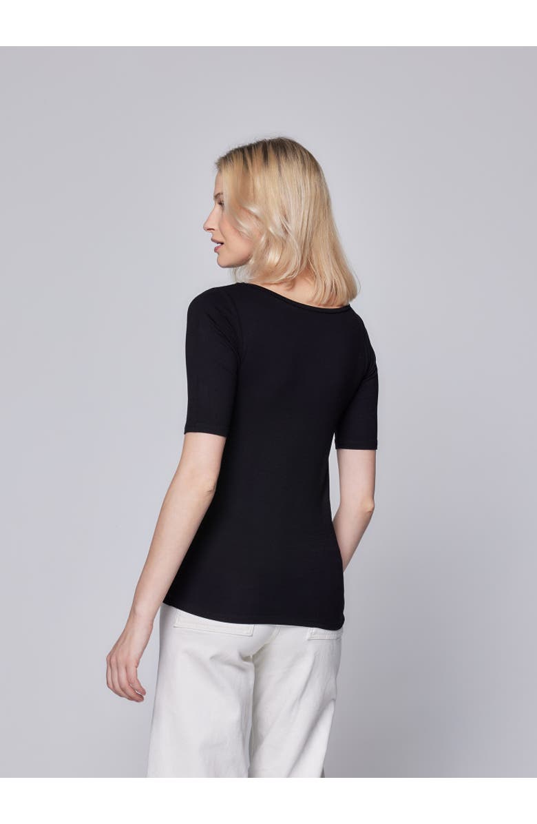 Majestic Filatures Soft Touch Elbow Sleeve Crewneck, Alternate, color, Noir