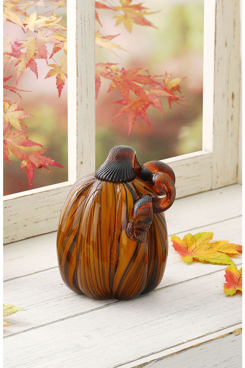 Fall Multi-Style Short Glass Pumpkins, Alternate, color, Brown
