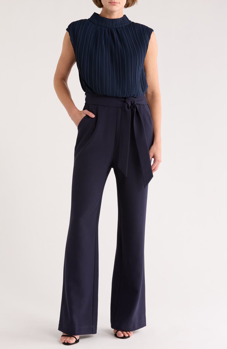 Julia Jordan Tie Waist Wide Leg Jumpsuit, Main, color, 