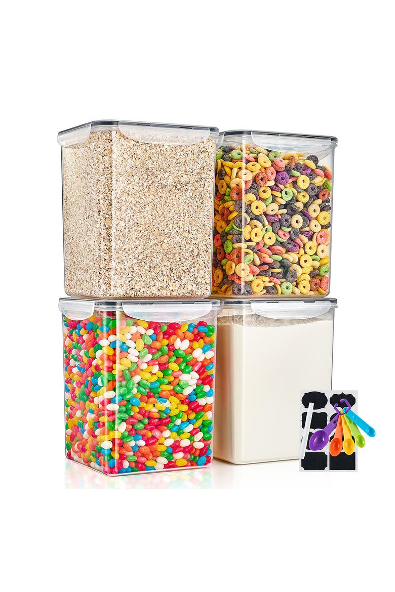 4-Pack Airtight Dry Food Storage Containers, Alternate, color, CLEAR
