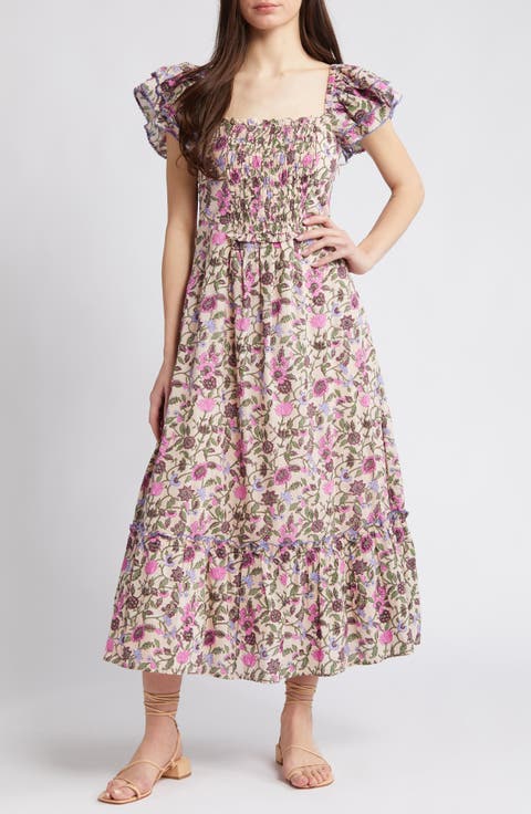 Anika Floral Organic Cotton Voile Maxi Dress