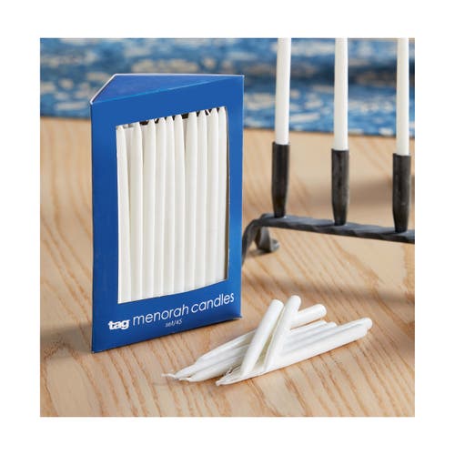 Tag Hanukkah White Taper Candles Set Of 5 For Celebrations In Blue