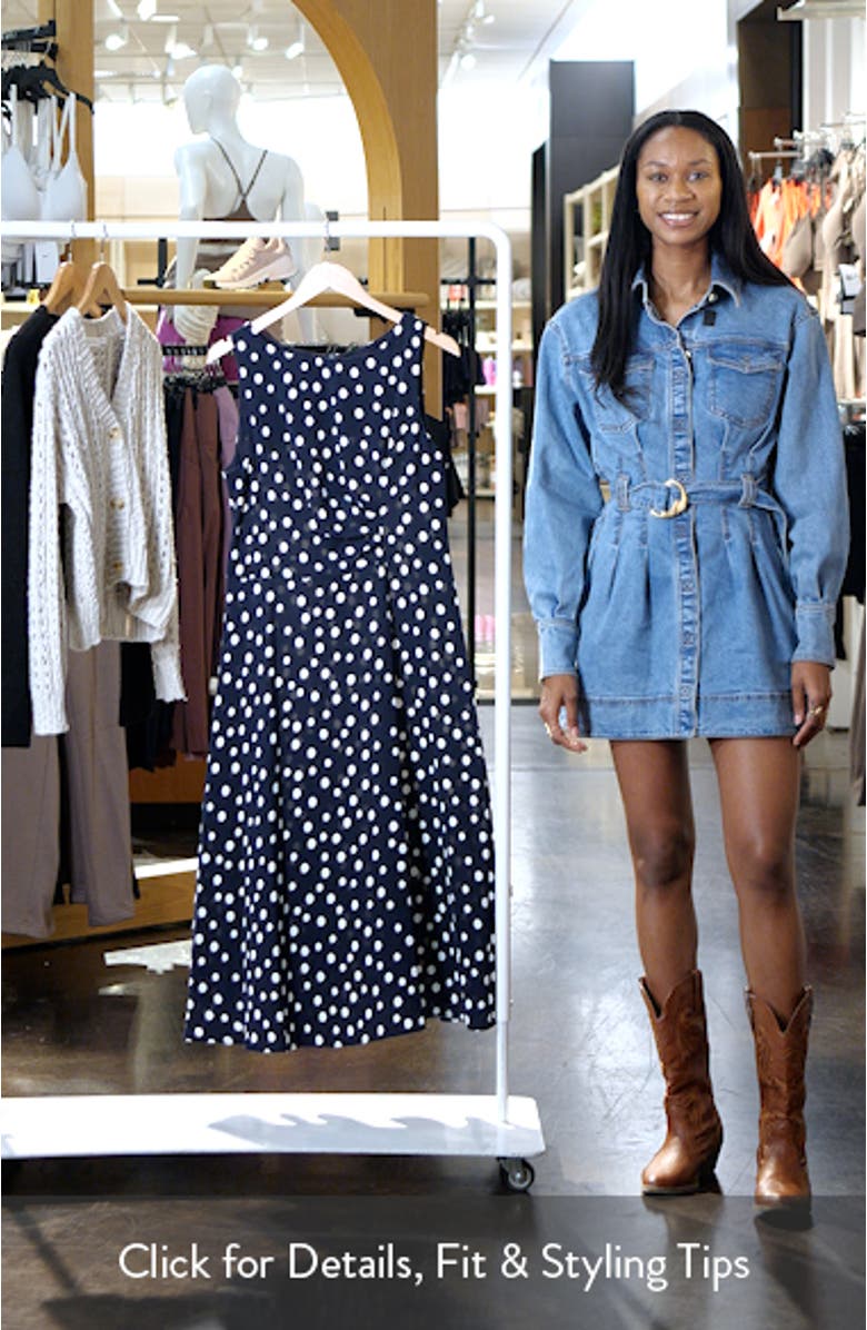 Dot Side Pleat Sleeveless Midi Dress, sales video thumbnail