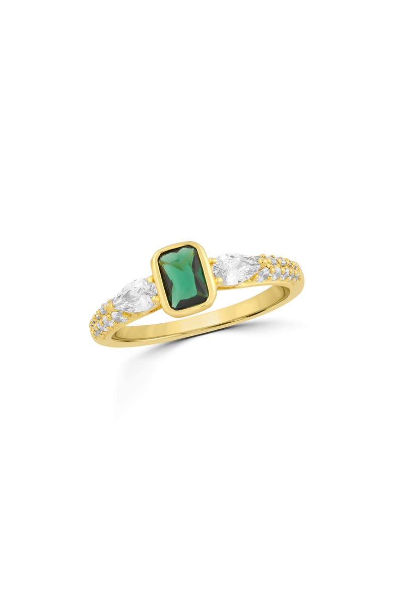 Rectangle Cubic Zirconia Statement Ring, Main, color, GOLD GREEN