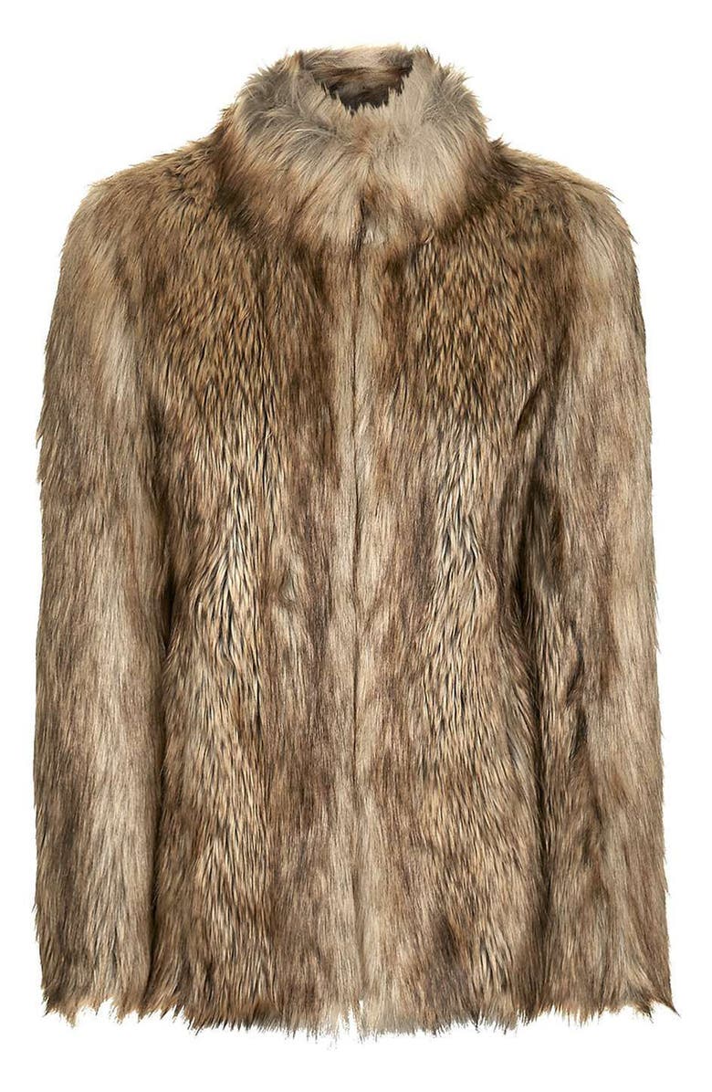 Topshop Ultimate Faux Fur Coat, Alternate, color,