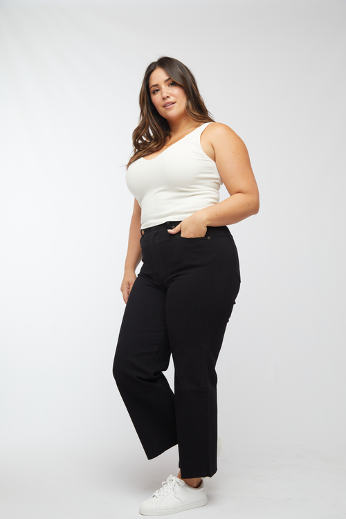 OLIVER LOGAN OLIVER LOGAN ABERDEEN HIGH RISE WIDE LEG CROP BLACK