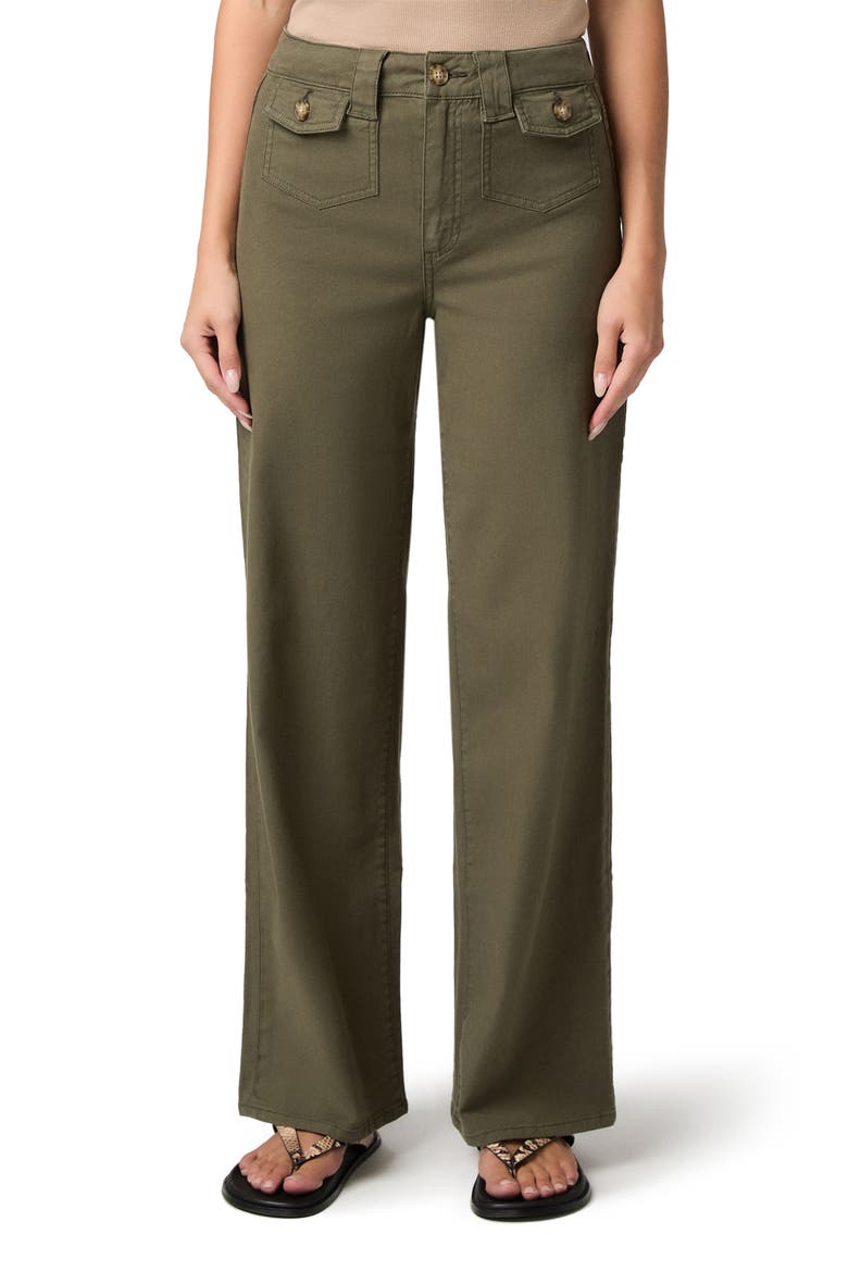 Anessa Flap Pocket High Waist Wide Leg Jeans, Main, color, VINTAGE FORESTER GREEN