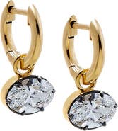 BY ADINA EDEN Lab Grown Diamond Oval Encased Dangling Huggie Earring 14K