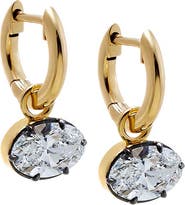 BY ADINA EDEN Lab Grown Diamond Oval Encased Dangling Huggie Earring 14K