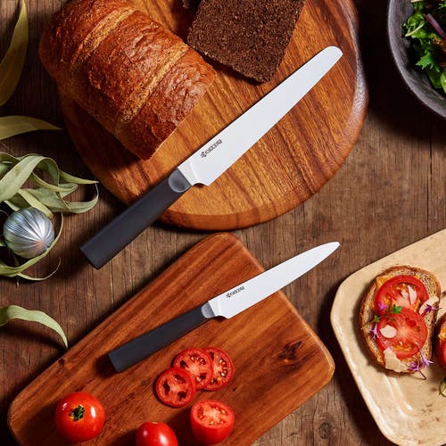 Kyocera Innovationwhite 7-inch Ceramic Bread Knife, White Micro Serrated Blade With Non-slip Black H In Black