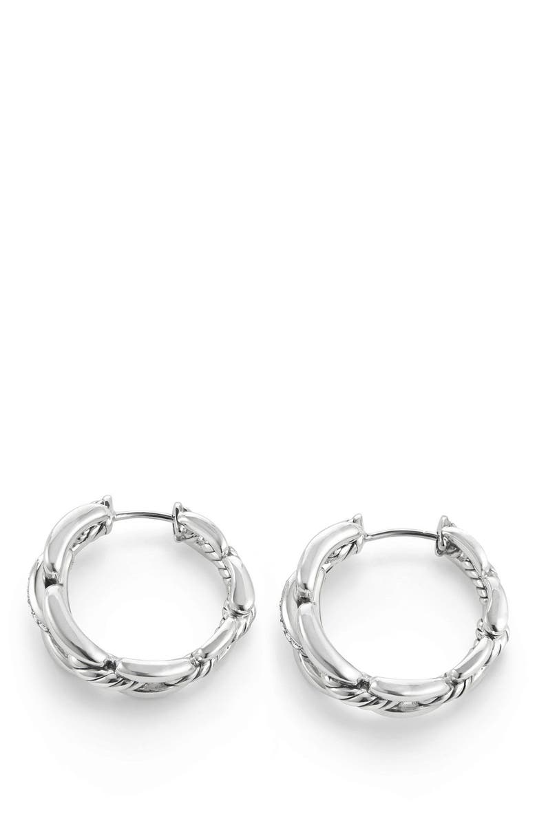 David Yurman Wellesley Link Hoop Earrings with Diamonds, 23mm, Alternate, color, 
