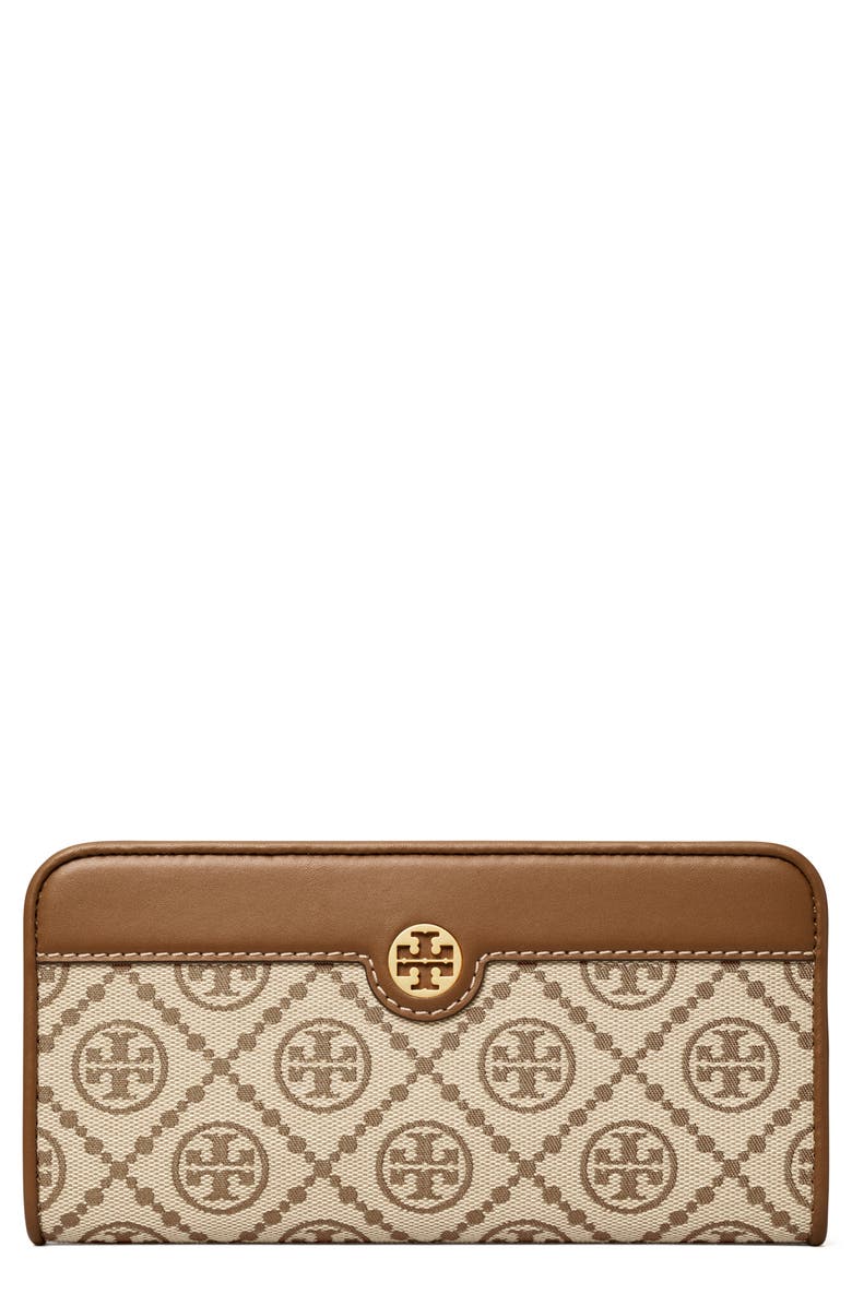 Tory Burch T Monogram Jacquard Slim Zip Wallet, Main, color, 