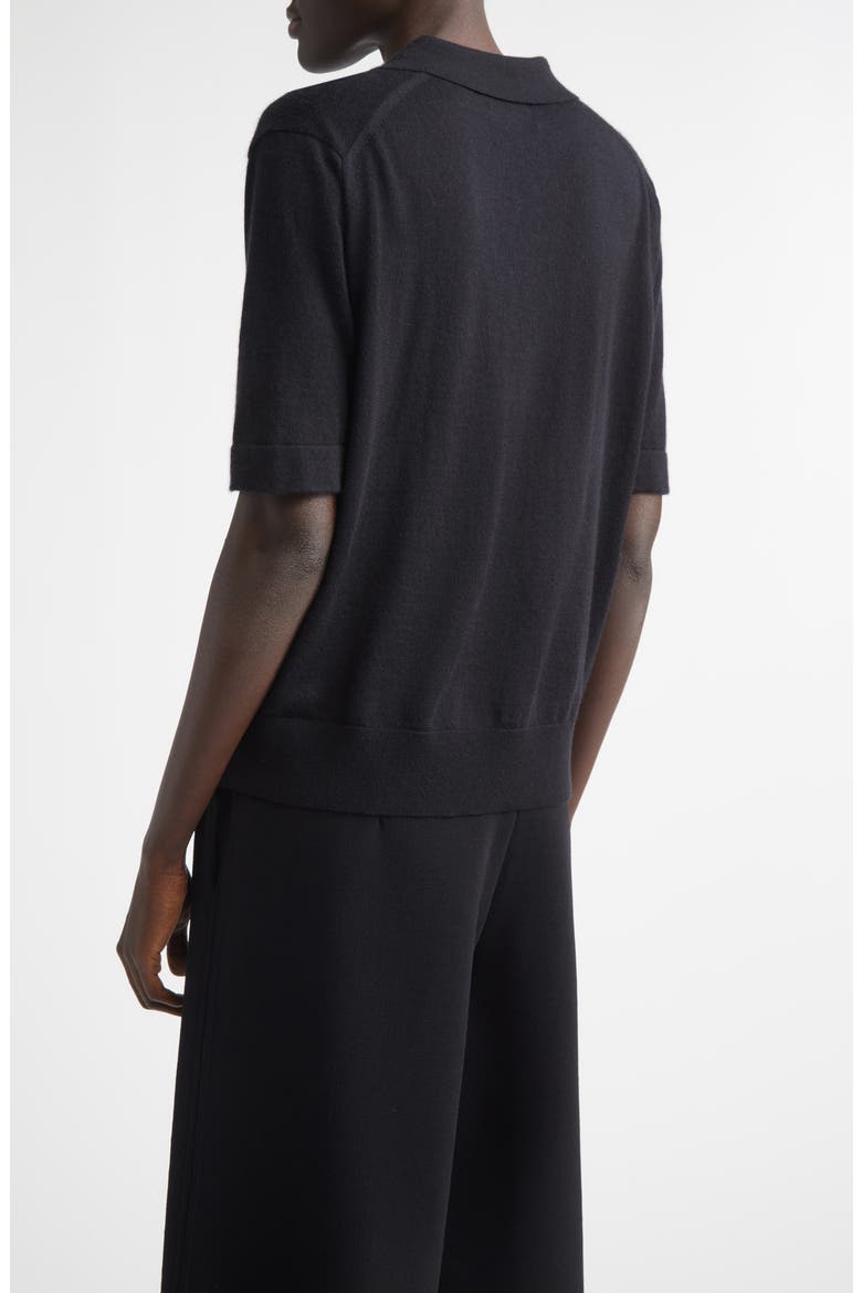 Migo Short Sleeve Cashmere Polo Sweater, Alternate, color, BLACK