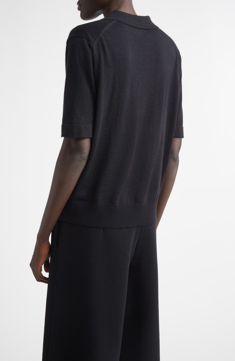 LOULOU DE SAISON Migo Short Sleeve Cashmere Polo Sweater, Alternate, color, Black