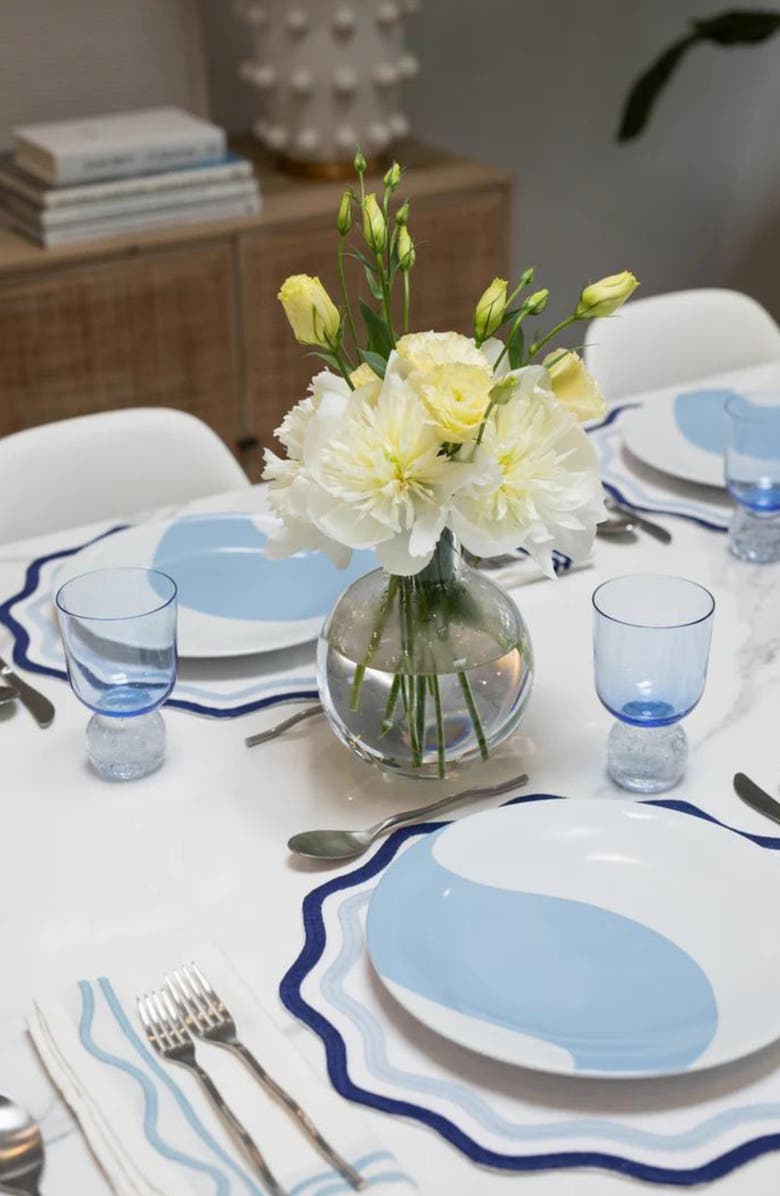 MISETTE Set of 4 Stripe Linen Placemats, Alternate, color, Light Blue
