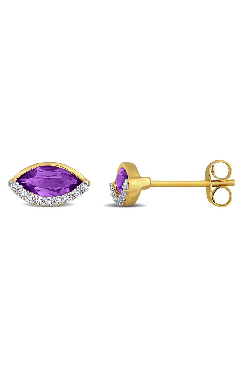 Amethyst & Diamond Marquise Stud Earrings 14K, Main, color, Amethyst